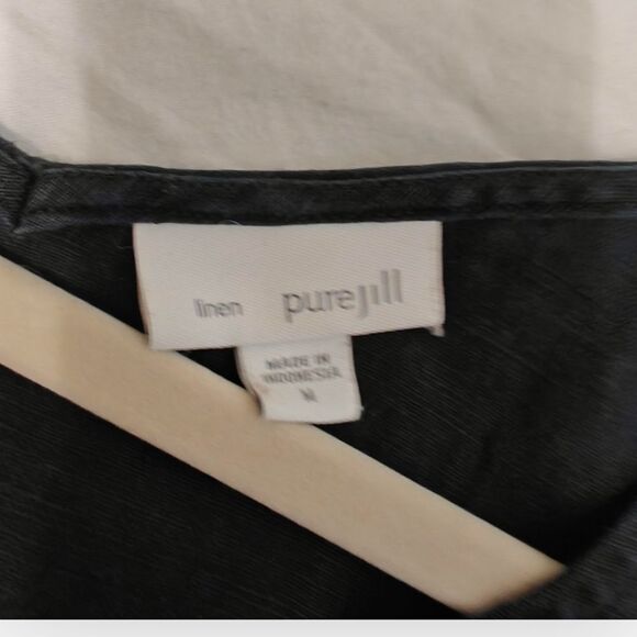 J. Jill Purejill 100% Linen Black Sleeveless A-Line Midi Dress Pockets Sz M - Picture 4 of 6